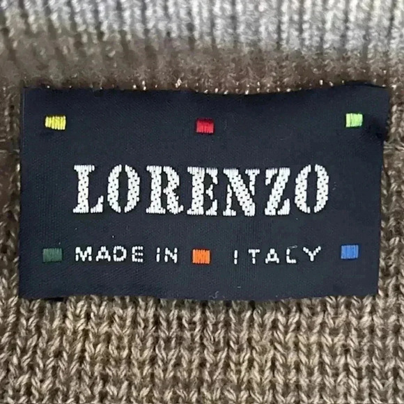 Men's Lorenzo Tan and Blue Argyle Wool Blend Half Zip Sweater, Size Large - Picture 4 of 6